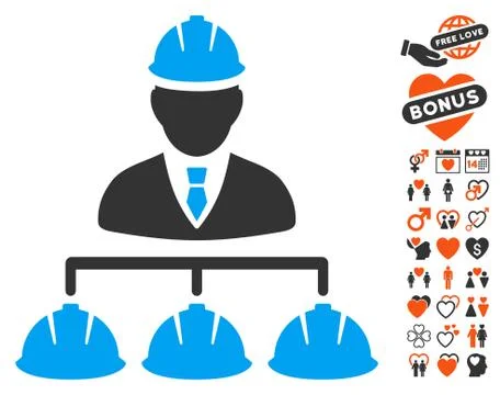 Builder Management Icon With Bonus Illustrazione stock