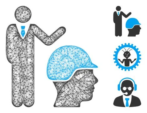 Builder Management Polygonal Web Vector Mesh Illustration Illustrazione stock