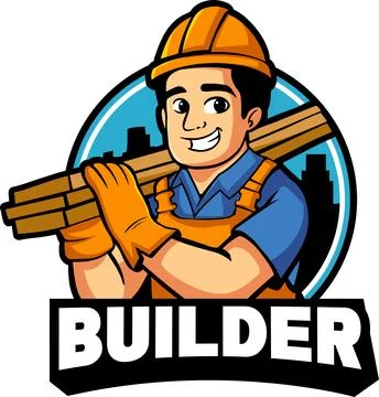 Builder mascot logo vector illustration Stock Illustration