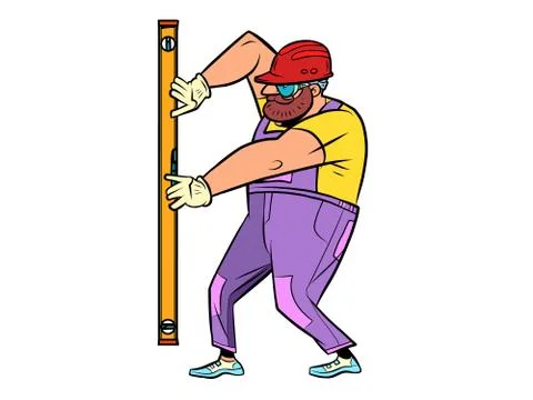 Builder with meter level Stock Illustration