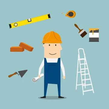Builder or engineer with tools and equipment Stockillustratie
