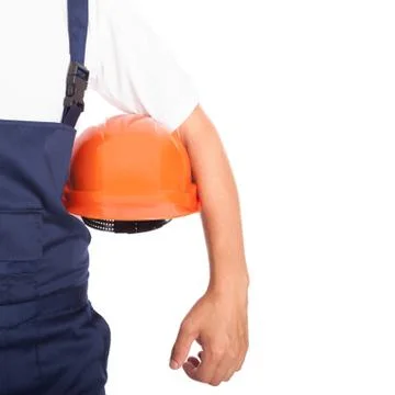 Builder with orange hardhat Stock Photos
