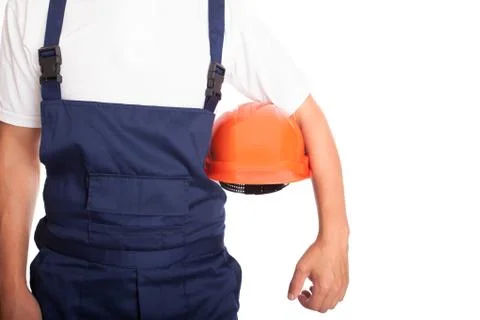 Builder with orange hardhat Stock Photos