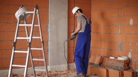 Builder performs the repairs Video stock 61728572
