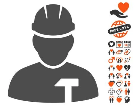 Builder Person Icon With Bonus Illustrazione stock
