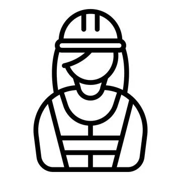 Builder person icon outline vector. Female engineer 스톡 일러스트