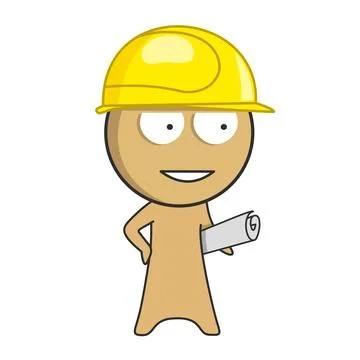 Builder with a plan Stock Illustration