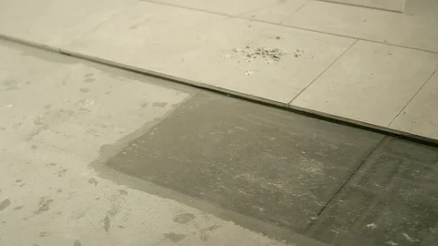 Builder plaster mortar for laying tiles Stock Footage 88979338
