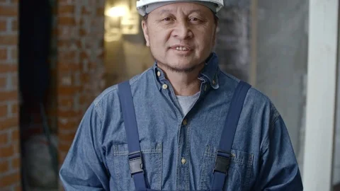 Builder Posing for Camera Stock Footage 83673001