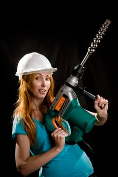 The builder in a protective helmet Stock Photos