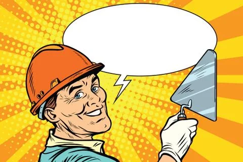 Builder repairman with the tool trowel イラスト素材