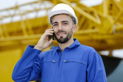 Builder reporting to client on the phone Stock Photos