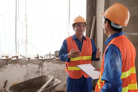 Builder Reporting on Work Stock Photos