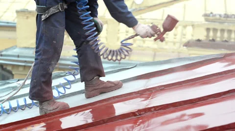 Builder roofer painter worker Video stock 34553663