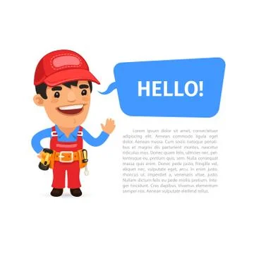 Builder Saying Hello Poster Stock Illustration