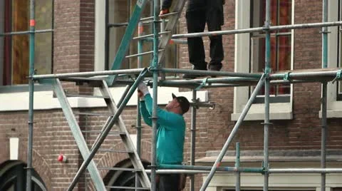 Builder Scaffolding 02 Video stock 12605290