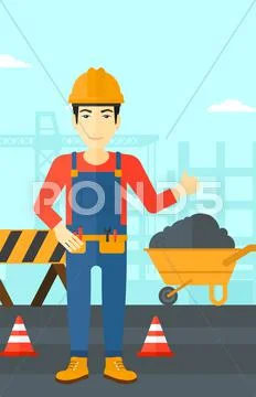 Builder showing thumbs up Illustrazione stock