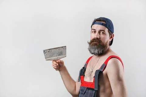 Builder with spatula Stock Photos
