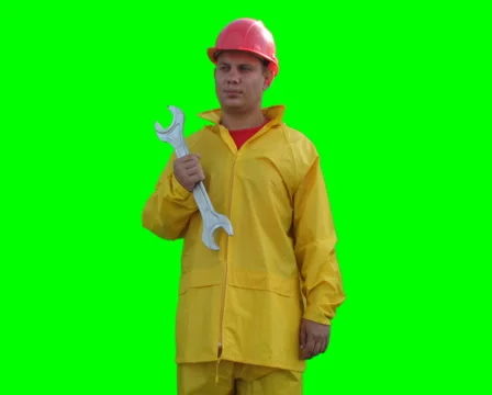 Builder spins with wrenches on the Green Screen LOOP PAL Stock Footage 1059413