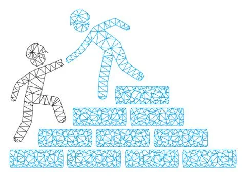 Builder Stairs Help Polygonal Frame Vector Mesh Illustration Stock-Illustration