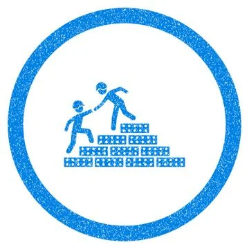 Builder Stairs Help Rounded Icon Rubber Stamp 스톡 일러스트