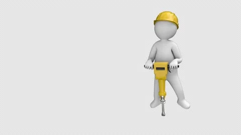 Builder stickman with jackhammer - 3d render looped with alpha channel. Stock Footage 231990066