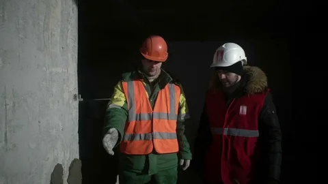 Builder talks about the masonry Stock Footage 82068270