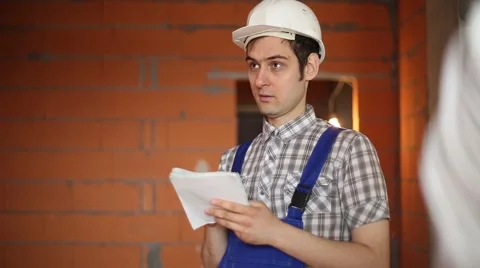 Builder thinks about the project Stock Footage 61729271