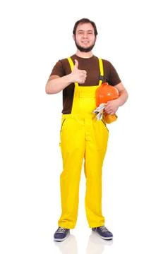 Builder with thumb up Stock Photos