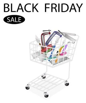 Builder Tools in Black Friday Shopping Cart Stock Illustration