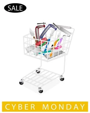 Builder Tools in Cyber Monday Shopping Cart Stock Illustration