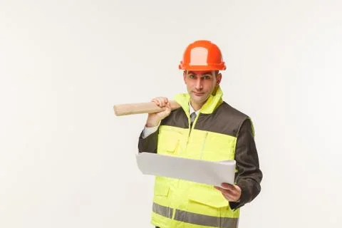Builder tools helmet Stock Photos