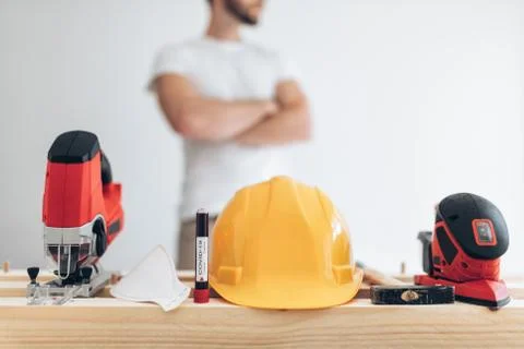 Builder unable to work during the coronavirus lockdown Stock Photos