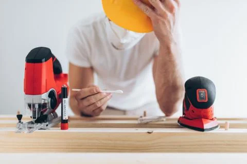Builder unable to work during the coronavirus lockdown Stock Photos