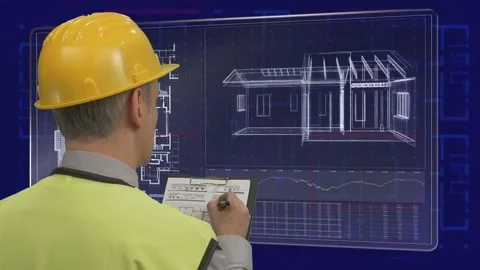 Builder Using Screen  Stock Footage 200712199