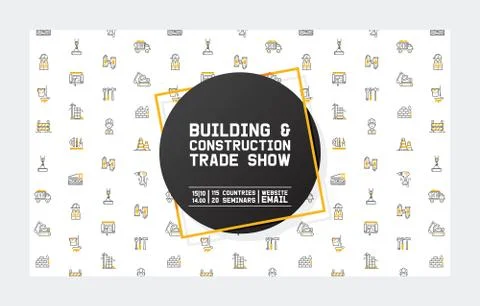 Builder vector building construction for newbuild backdrop outline industry Ilustración de archivo