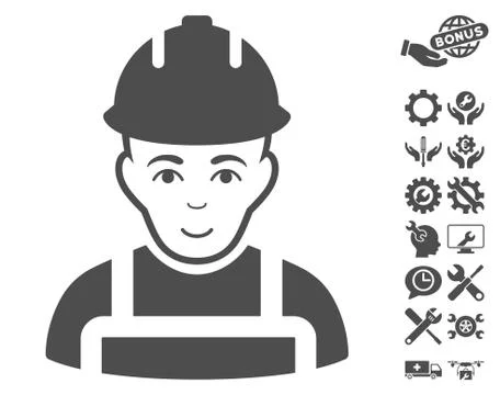 Builder Vector Icon With Tools Bonus Stock Illustration