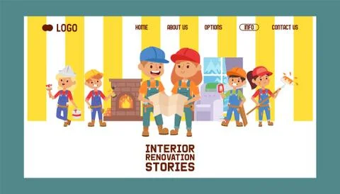 Builder vector web page constructor children character building construction Ilustración de archivo