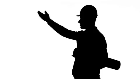 The builder waving his hand and threatening his fist Video stock 74065990
