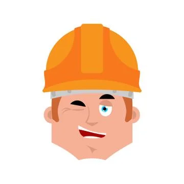 Builder winking emotion avatar. Worker happy emoji face. Vector illustration Ilustración de archivo