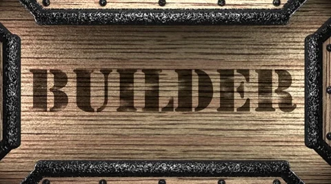 Builder on wooden stamp Stock Footage 8648251