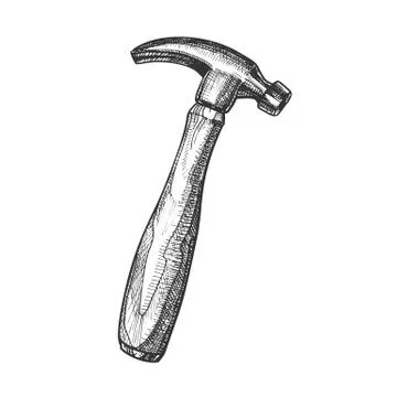 Builder Woodworker Tool Vintage Hammer Vector Stock Illustration
