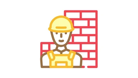 Builder worker color icon animation 스톡 동영상 156662113