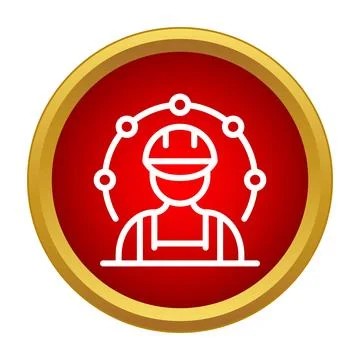Builder worker controlling production process network icon イラスト素材