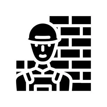 Builder worker glyph icon vector illustration black Illustrazione stock