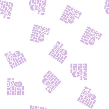 Builder worker glyph vector seamless pattern black Stock Illustration