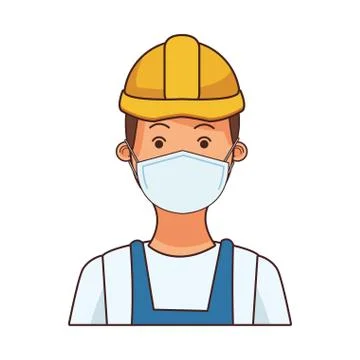 Builder worker profession using face mask Illustrazione stock