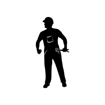 Builder worker silhouette vector Stock Illustration