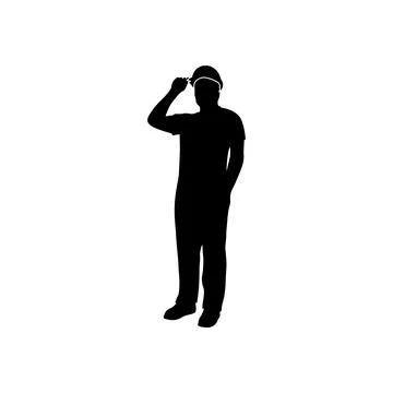 Builder worker silhouette vector Stock Illustration