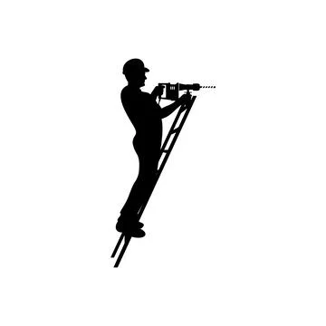 Builder worker silhouette vector Stock Illustration